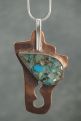 Silver & Copper Pendant with Turqouise, Abalone, & Mother-of-Pearl Inlay